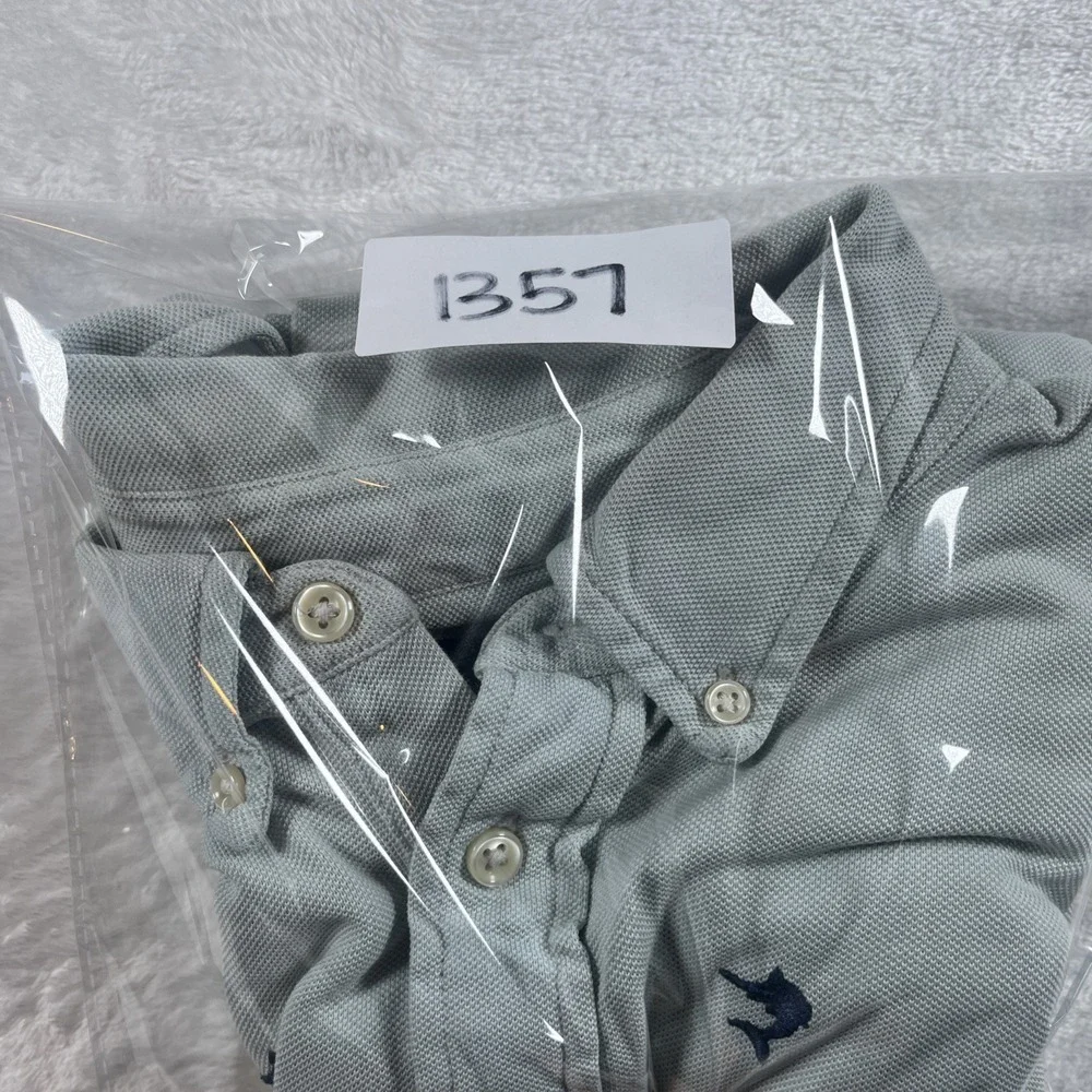 Men's Ralph Lauren Knit Oxford Polo Short Sleeve Blue Marlin‎ Pattern Size L